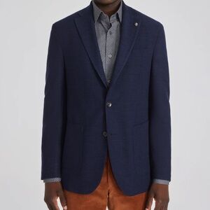 Jack Victor Hampton Solid Wool and Lycra Navy Blazer 40R